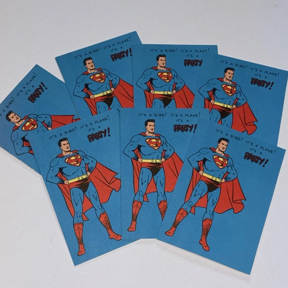 RARE 1966 Hallmark Superman Party Invitations Set of 7 VTG HALLMARK SUPERMAN